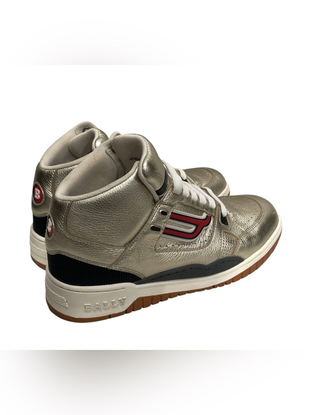 BALLY Gold Hi-Top Sneakers US Men's 10 - Picture 2 of 3